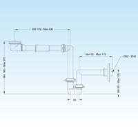 Kit spazio bagno SIFONE SALVASPAZIO PER LAVABO + PILETTA BASSA Bianco LIRA