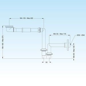 Kit spazio bagno SIFONE SALVASPAZIO PER LAVABO + PILETTA BASSA Bianco LIRA