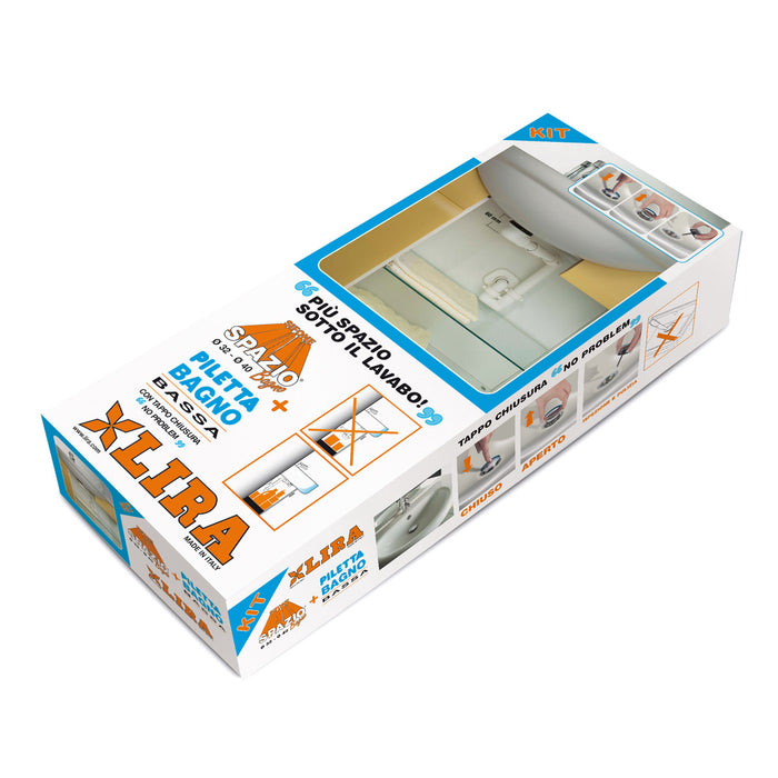 Kit spazio bagno SIFONE SALVASPAZIO PER LAVABO + PILETTA BASSA Bianco LIRA