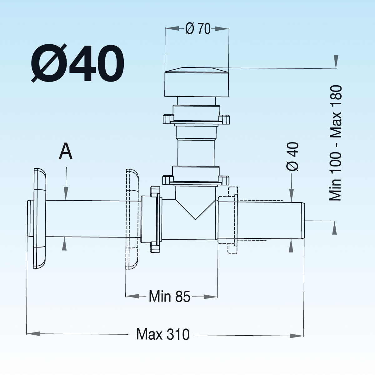 VALVOLA AUTOMATICA GLU GLU STOP PER CUCINA ANTIRIFLUSSO E ANTI RODITORE LIRA Ø40
