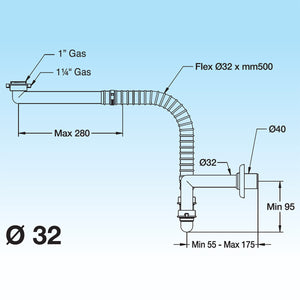 SIFONE PER SANITARI DISABILI SPAZIOsenza piletta 1¼” 1½” LIRA