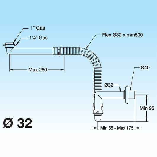 SIFONE PER SANITARI DISABILI SPAZIOsenza piletta 1¼” 1½” LIRA