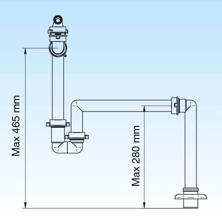 SIFONE SALVASPAZIO PER LAVABO DISASSATO 1 - 11/4 D. 32-40 mm LIRA