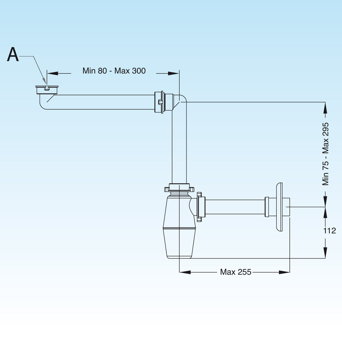 SIFONE SALVASPAZIO A BOTTIGLIA PER LAVABO Bianco LIRA