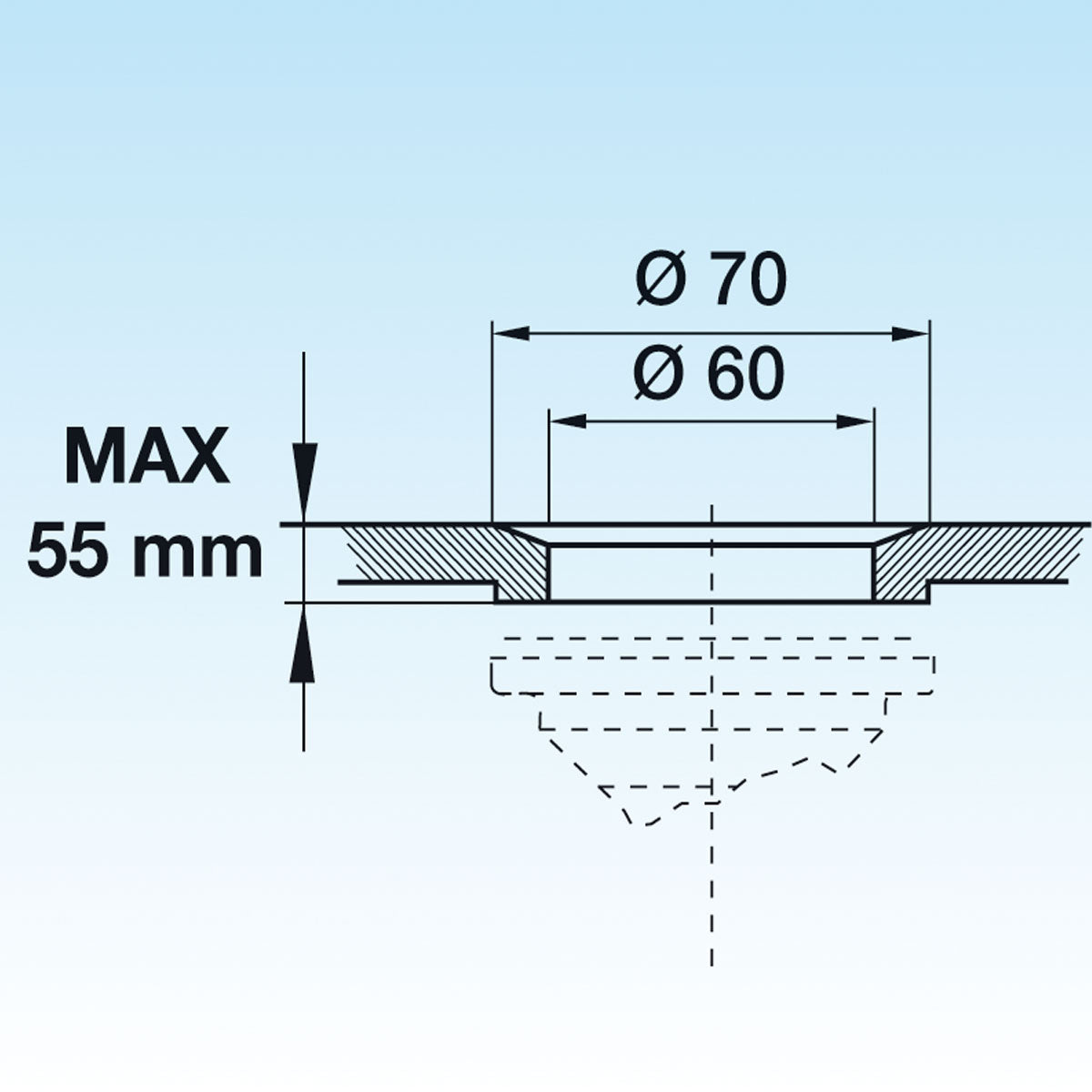 SIFONE PER LAVABO Spazio 1 Disabili con griglia non tappabile 40 mm lira