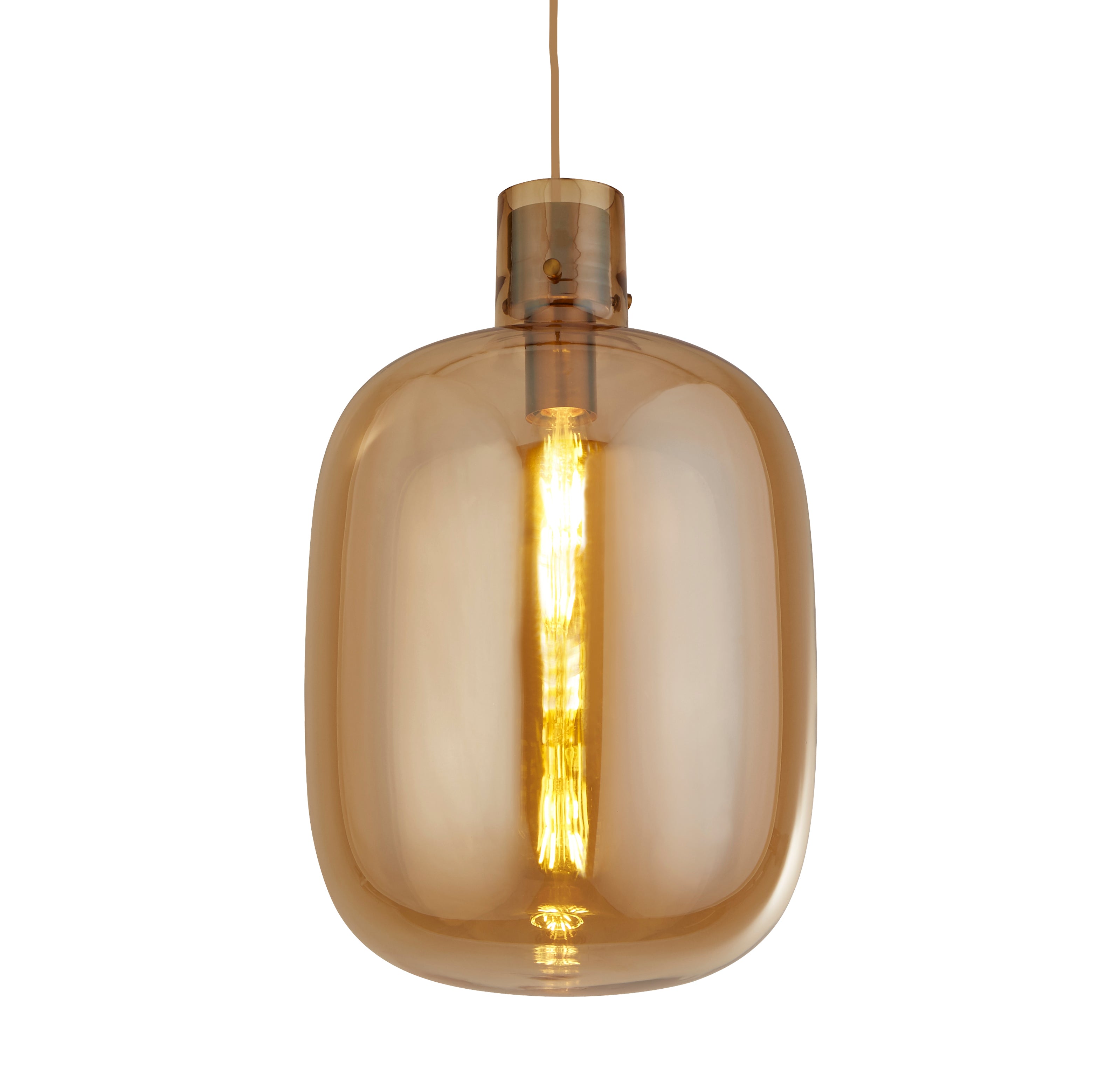 Sospensione Contemporanea Barile Acciaio Ottone Vetro 1 Luce E27