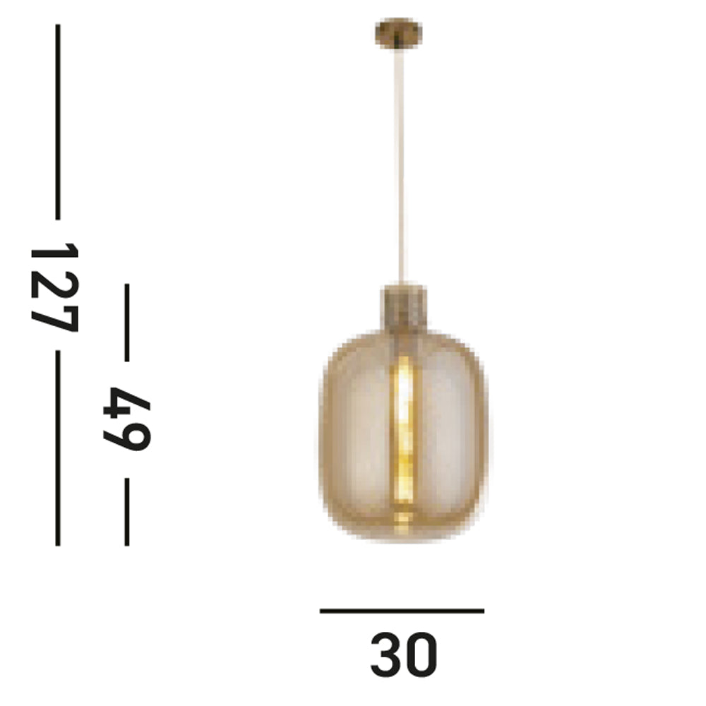 Sospensione Contemporanea Barile Acciaio Ottone Vetro 1 Luce E27