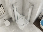 Box Doccia Cristallo 8 mm Trasparente Semicircolare Unico Battente Esterno - Misura: 80 x 80 x h195 (raggio 55cm) 