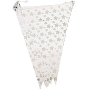 Trade Shop - Set 3 Pezzi Festoni Stelle Argento Per Feste 16 Bandierine 4.8m Ciascuno -