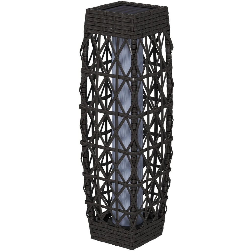 Lampada da Esterno in Rattan Sintetico con Luci LED ¨C zephmum ¨C Grigio 20x20x68 cm