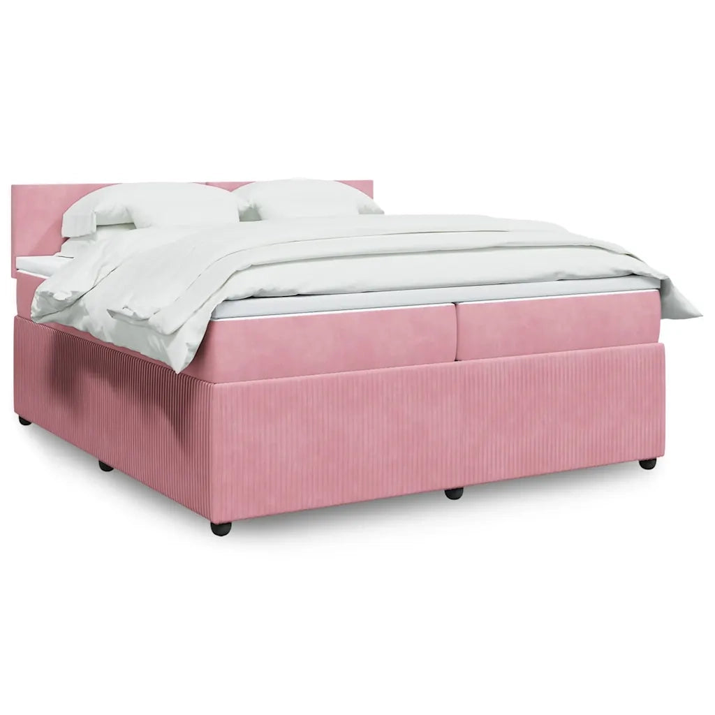 Giroletto a Molle con Materasso Rosa 200x200 cm in Velluto 3290129