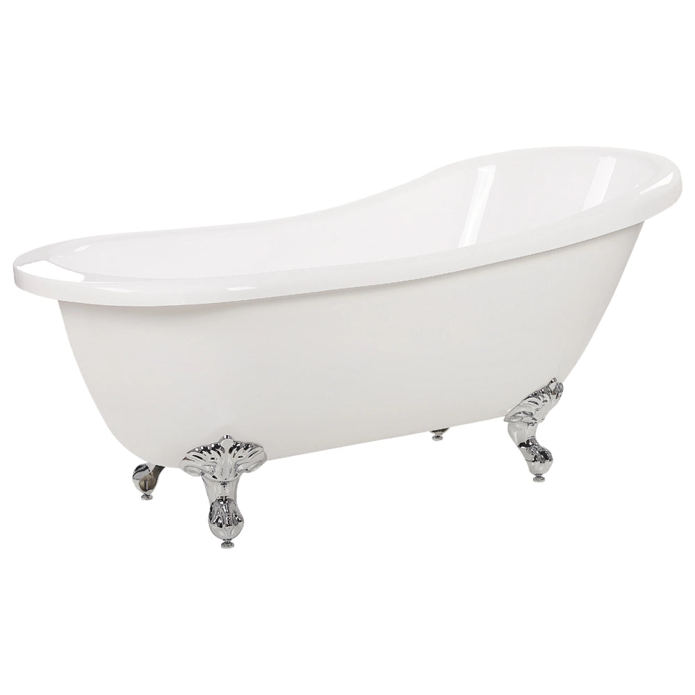 Vasca da bagno bianca con acrilico sanitario argento 153 x 77 cm Vasca autoportante con piedini design retrò tradizionale