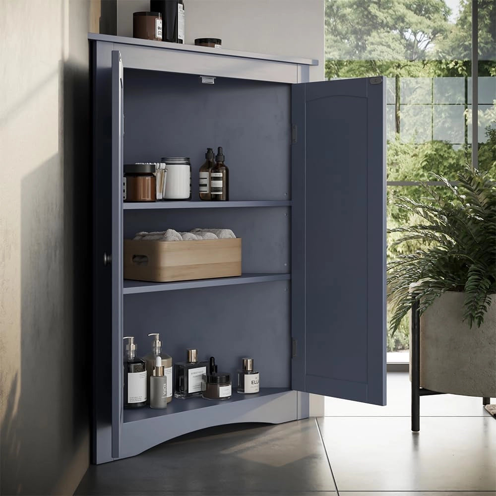 mobiletto bagno Bianco, Grigio, 56 x 80 cm con 2 porte