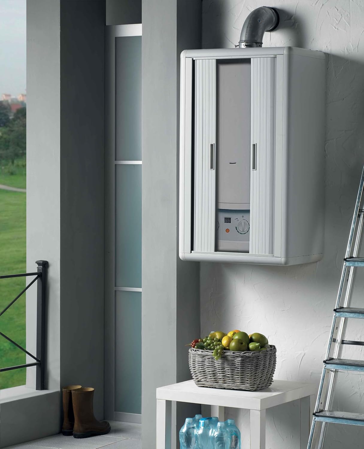 ARMADIO COPRICALDAIA CON SERRANDA 'HIMALAYA' 58,7x38,5x100h Col. Bianco GAROFALO