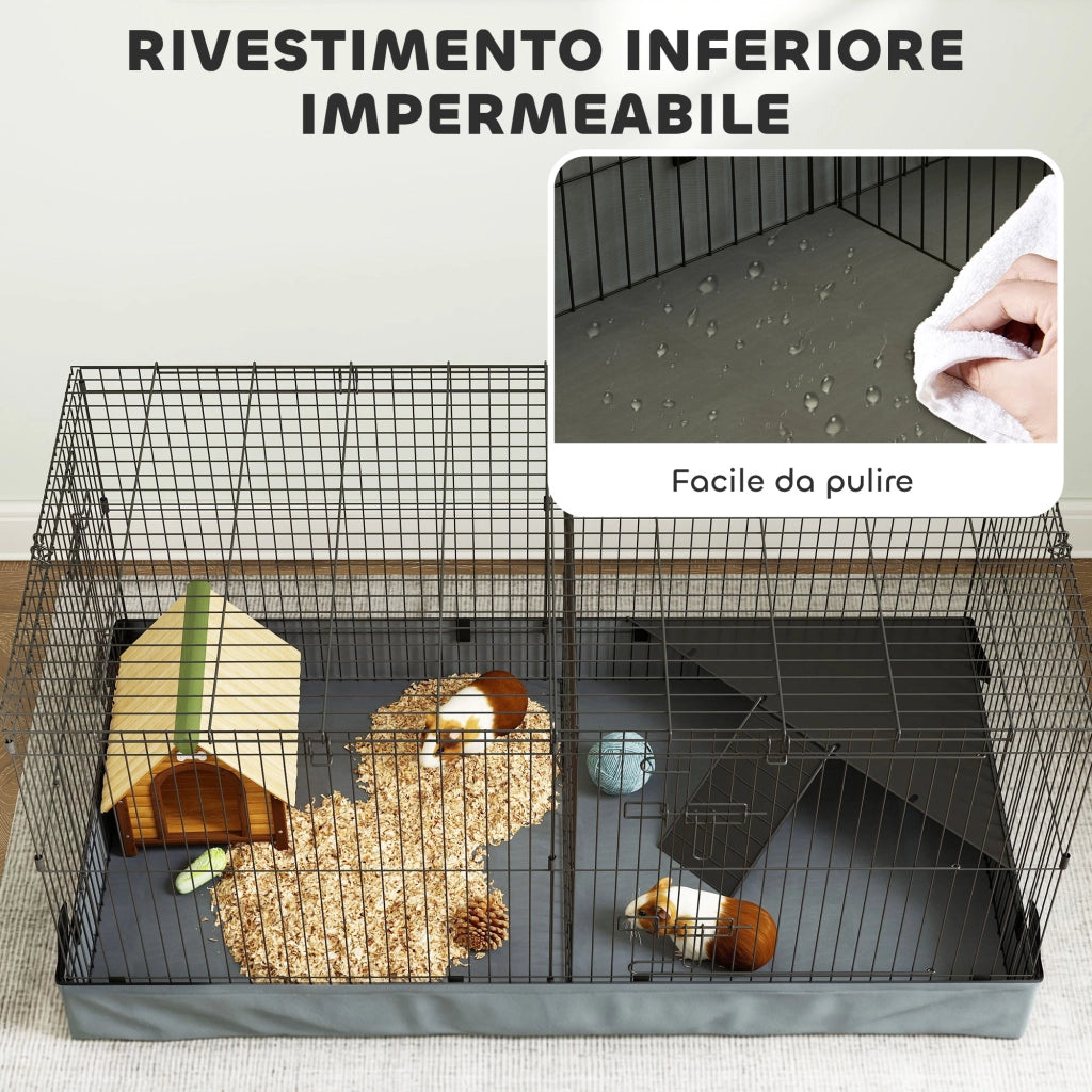 Gabbia per Animali Domestici 2 in 1 ¨C zephmum ¨C Nero 121x61x61 cm
