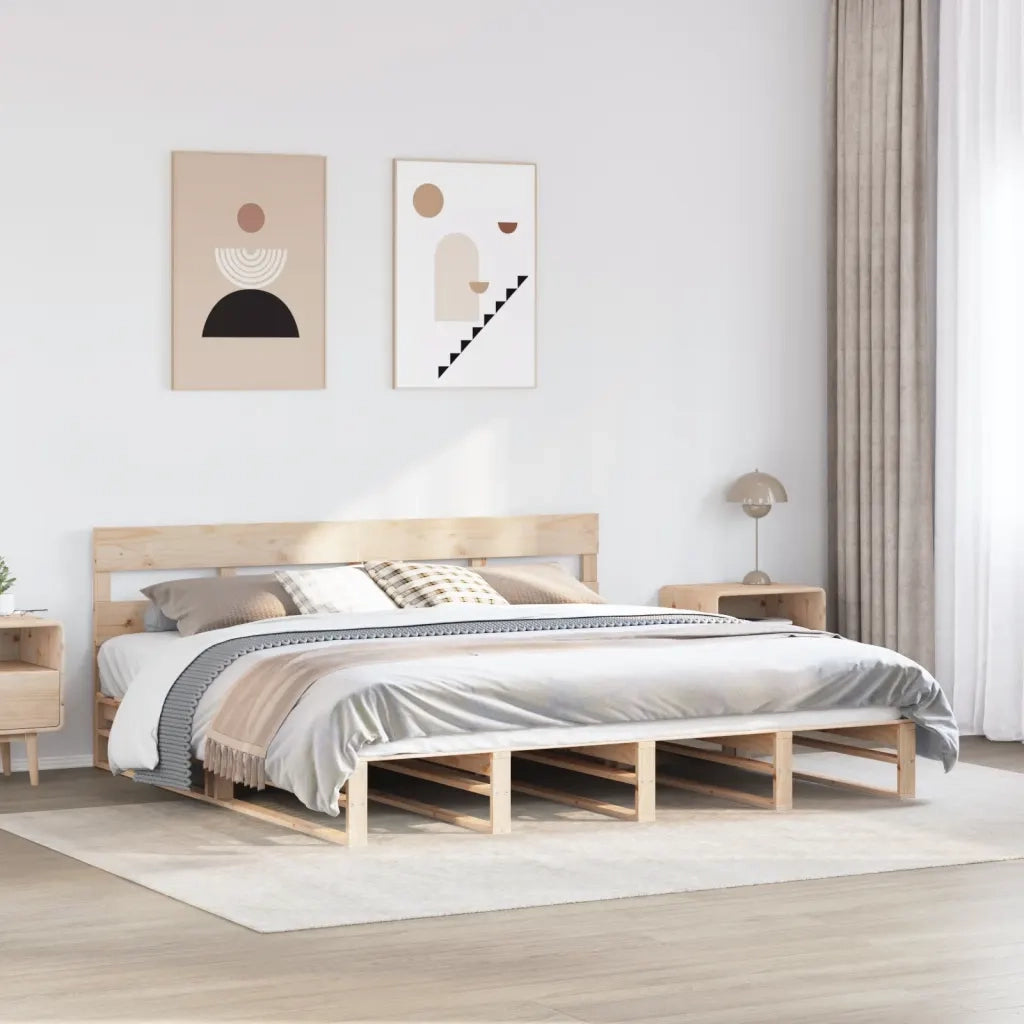 Letto senza Materasso 180x200 cm in Legno Massello di Pino