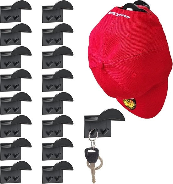 Organizzatore per cappelli da parete - organizzatore per cappelli con ganci - cappelliera da parete - hanger per cappelli in armadio - contenitore per cappelli per borse e cinture - 16 pezzi