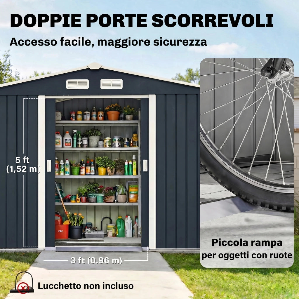 Casetta da Giardino ¨C zephmum ¨C Grigio Scuro 277x195x192 cm