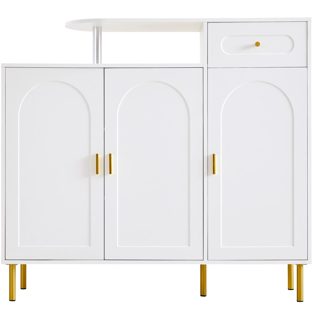 Credenza 120x35x92 cm con 1 cassetto e 3 ante; bianca