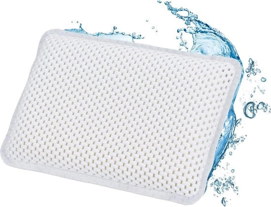 Spa Badkussen con 8 Zuignappen per Testa e Collo - 19 x 285 x 5 cm - Bianco