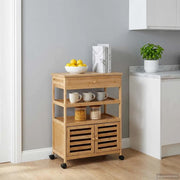 Carrello da Cucina con Ruote Naturale 59,5 x 36 x 82 cm Bambù