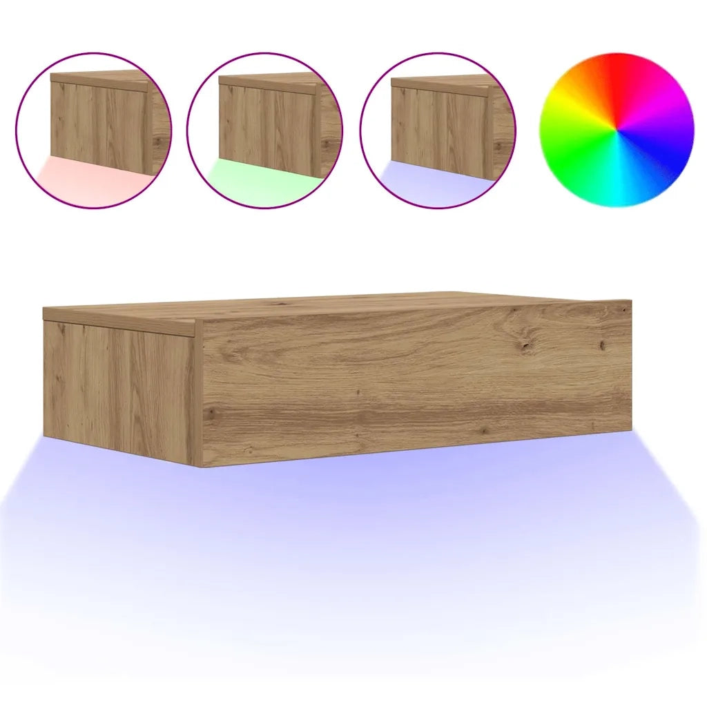 Mobile Porta TV con Luci LED Rovere Artigianale 60x35x15,5 cm 856345