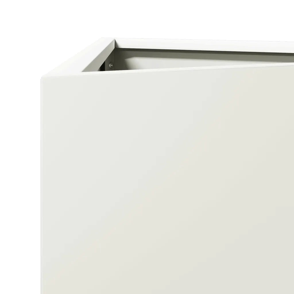 Fioriere 2 pz Bianche Triangolari 30x26x75 cm in Acciaio 851146