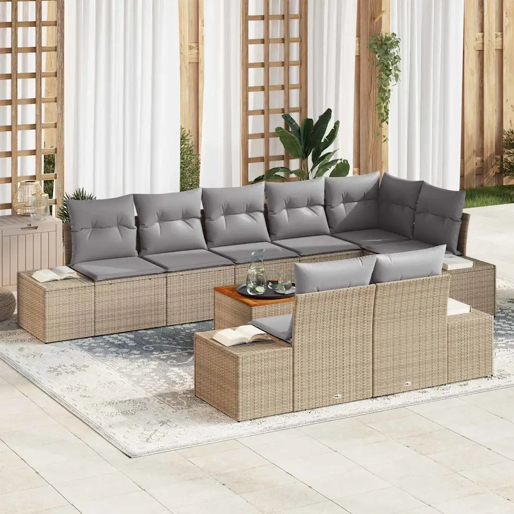 Set Divano da Giardino 9 pcs beige e grigio chiaro 3356642