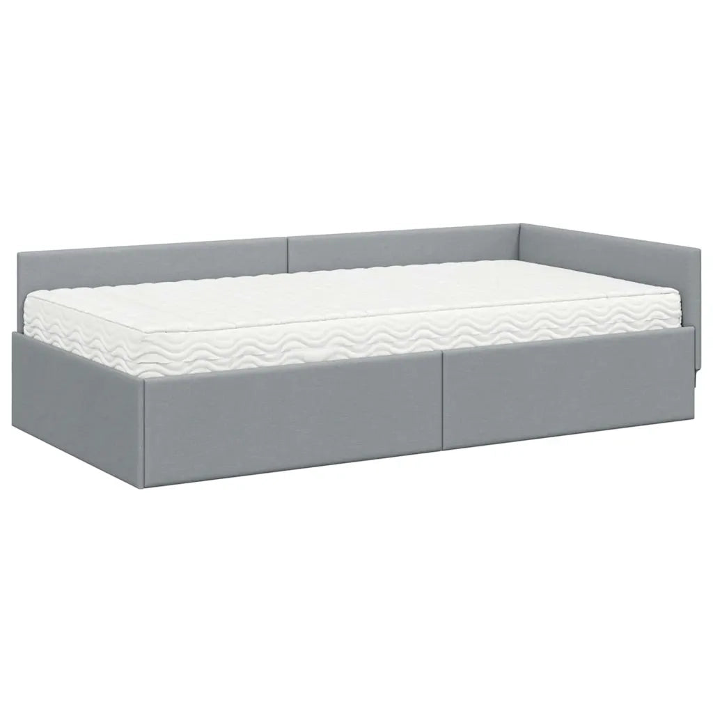 Letto singolo | Letto per adulti | Struttura Letto Angolare con Materasso 2 pcs Grigio chiaro