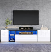 Mobile TV 180 x 40 x 45 cm con LED, 2 cassetti e 2 vani, bianco e nero