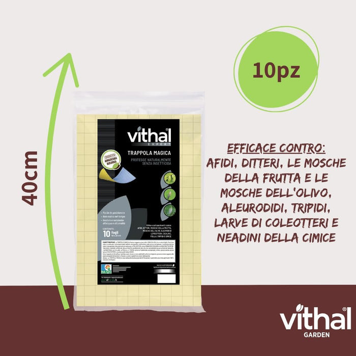 TRAPPOLA MAGICA PER AFIDI, TRIPIDI E MINATORI VITHAL EXPERT- Ogni confezione contiene 10 fogli - 1 confezione VITHAL
