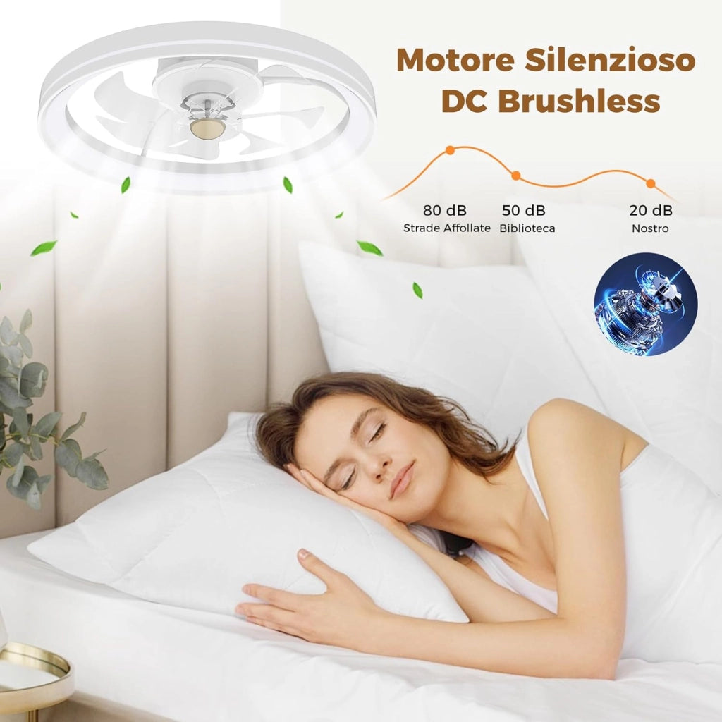 Ventilatore da Soffitto con Luce e Telecomando, Lampadario con Ventilatore con LED Dimmerabile, 6 Velocità Della Ventola e Timer, Plafoniera con Ventilatore per Soggiorno, 48 x 48 x 13 cm