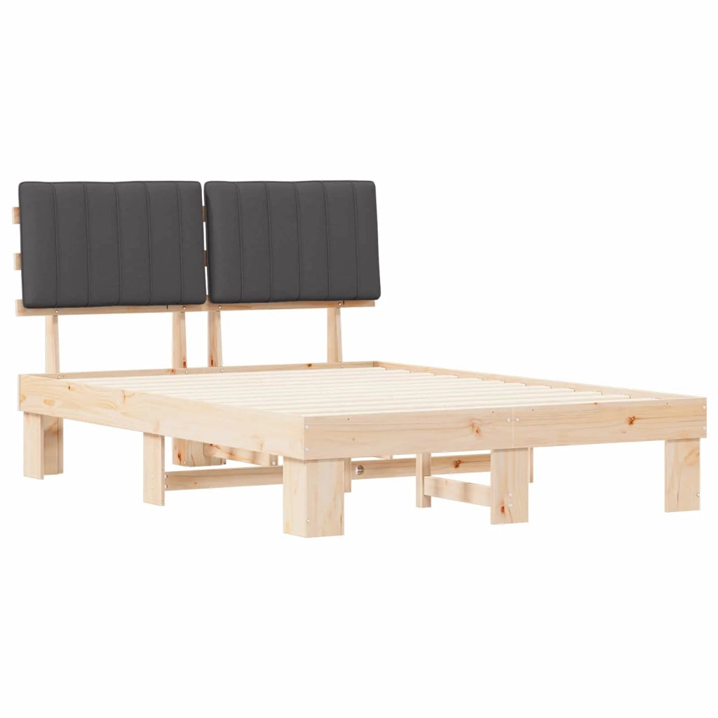 Letto con Testiera Rivestita Grigio scuro 140 x 190 cm 877495