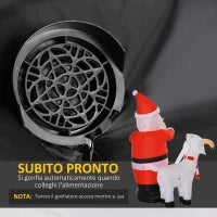 Babbo Natale Gonfiabile con Capretta e Luci LED Integrate per Esterno 135x85x180cm