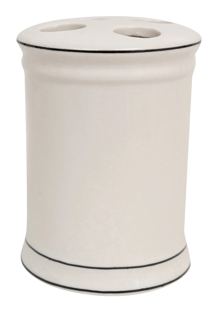Biscottini Porta spazzolini in porcellana bianca decorata "Powder Soap" L8,5xPR8,5xH11,5 cm