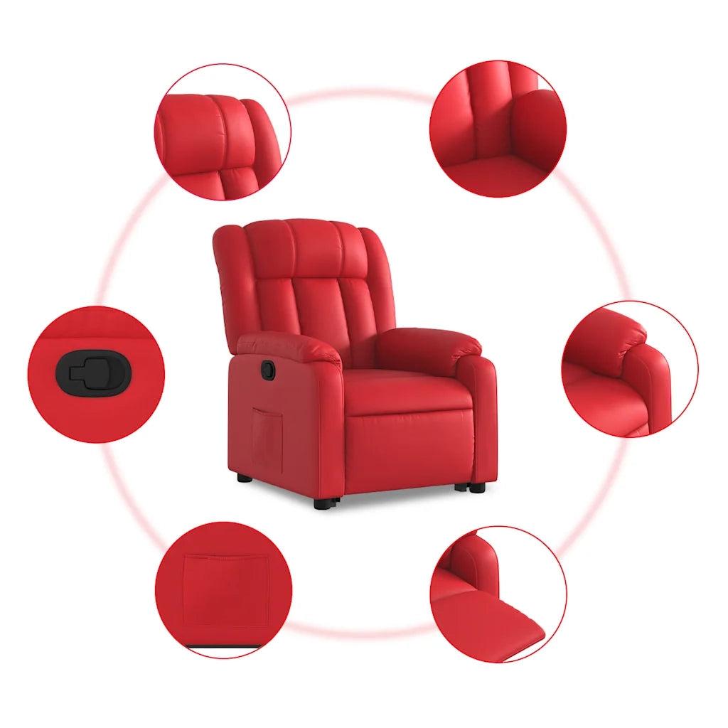 Poltrona Alzapersona Reclinabile Rosso in Similpelle