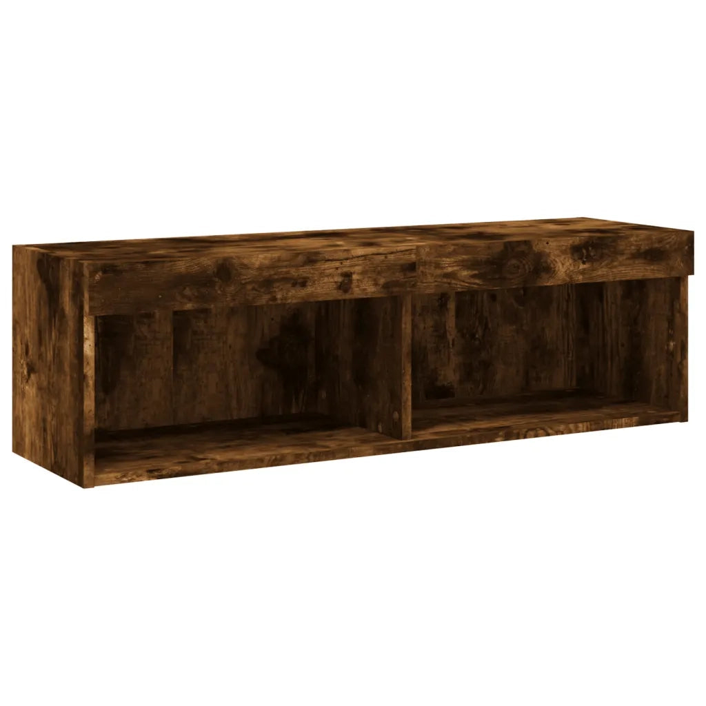 Mobili TV a Muro con LED 6pz | Armadietto TV | Mobile Porta TV Rovere Fumo in Legno Multistrato