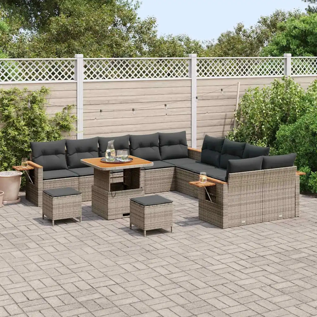 Set Divano da Giardino con cuscino 17 pcs Grigio polyrattan 3365183