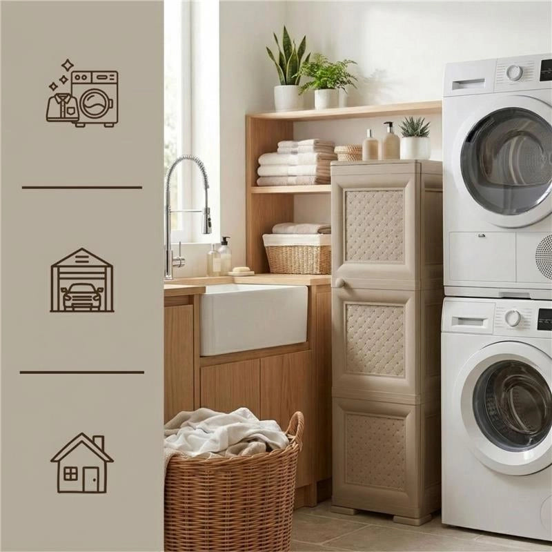 MOBILE 3 MODULI TALPA 40X43X125 CM CON ANTE TRAFORATE – CONTENITORE VERTICALE ORGANIZZAZIONE CASA PER INGRESSO E ZONA GIORNO