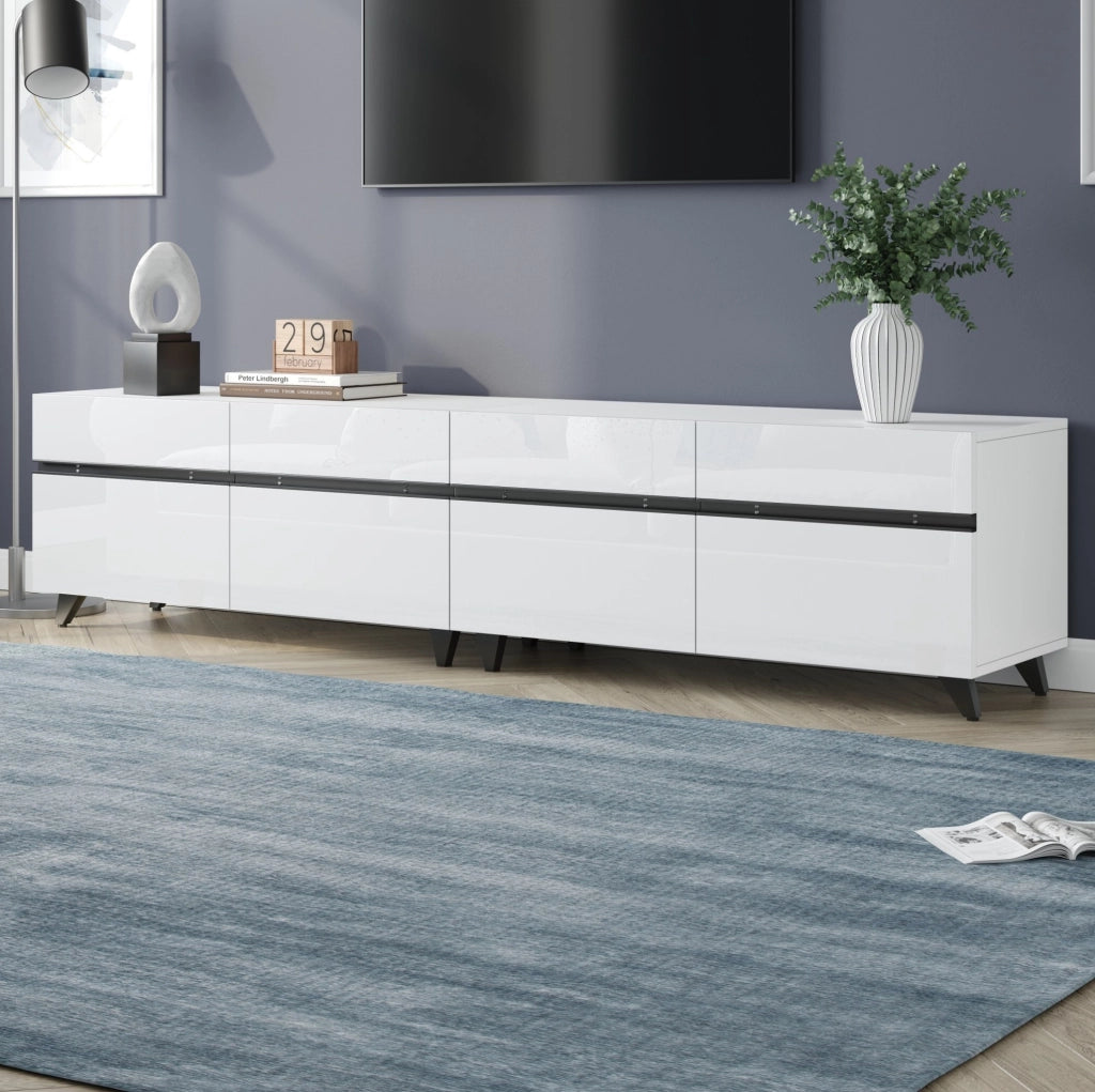 Mobile TV 180 x 40 x 49 cm con 4 armadi e 8 piedini