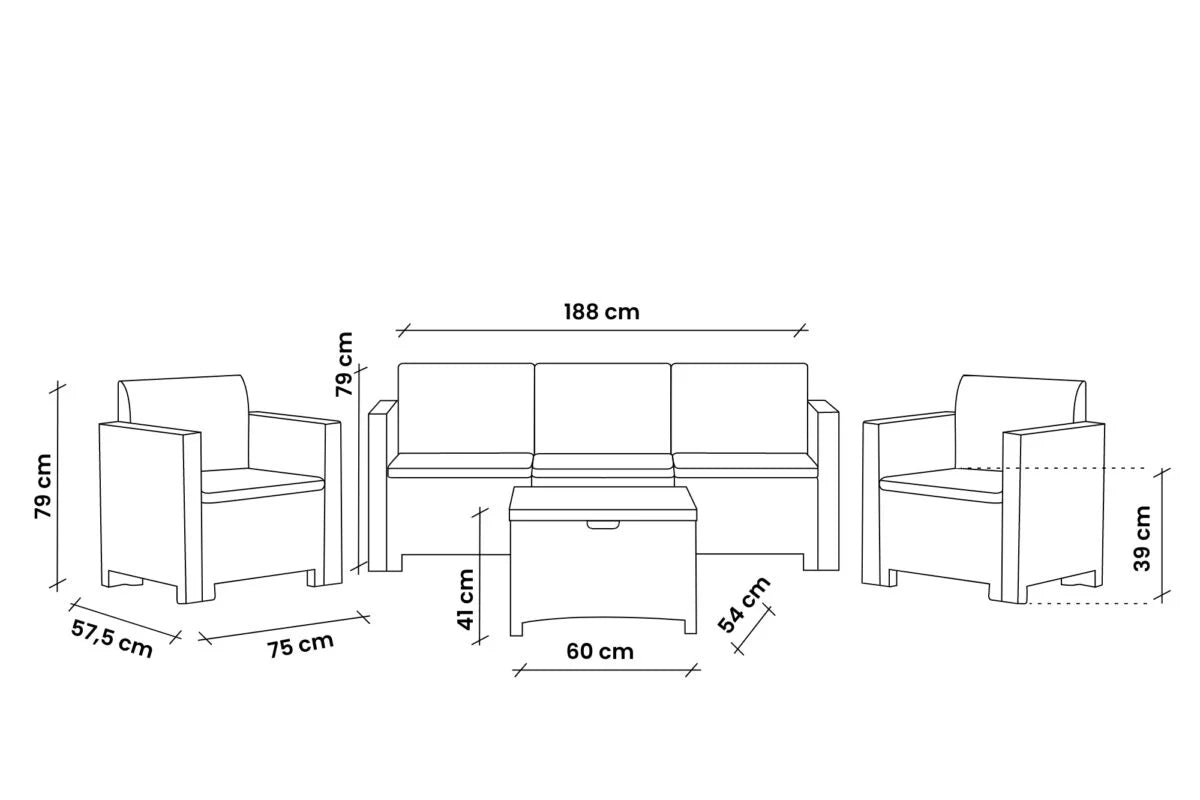 SALOTTO DA ESTERNO per giardino 'NEBRASKA 3' Col. Marrone - BICA