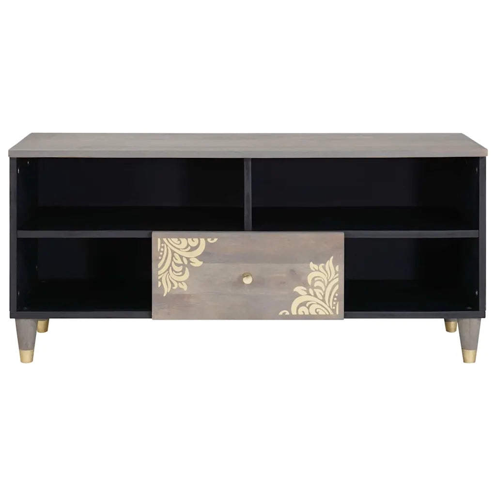 Mobile TV | Armadietto TV | Mobile Porta TV Grigio 100 x 33 x 46 cm Legno di mango massello