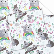 Papier per avvolgere regalo Koala/arcobaleno - carta per avvolgere regali bambini - carta avvolgibile a rotoli - 4 fogli piani piegati - 50 x 70 cm per foglio - forte impatto visivo