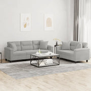 Set Divani 2 pz con Cuscini Grigio Chiaro in Tessuto Microfibracod mxl 104690