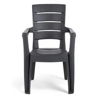 Sedia impilabile con braccioli Ayder in plastica effetto rattan – 56x44x89 cm – Colore antracite