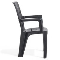Sedia impilabile con braccioli Ayder in plastica effetto rattan – 56x44x89 cm – Colore antracite
