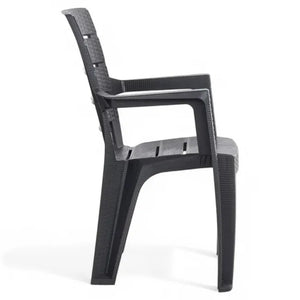 Sedia impilabile con braccioli Ayder in plastica effetto rattan – 56x44x89 cm – Colore antracite