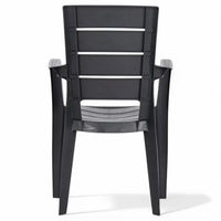 Sedia impilabile con braccioli Ayder in plastica effetto rattan – 56x44x89 cm – Colore antracite