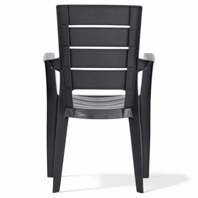 Sedia impilabile con braccioli Ayder in plastica effetto rattan – 56x44x89 cm – Colore antracite