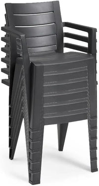 Sedia impilabile con braccioli Ayder in plastica effetto rattan – 56x44x89 cm – Colore antracite